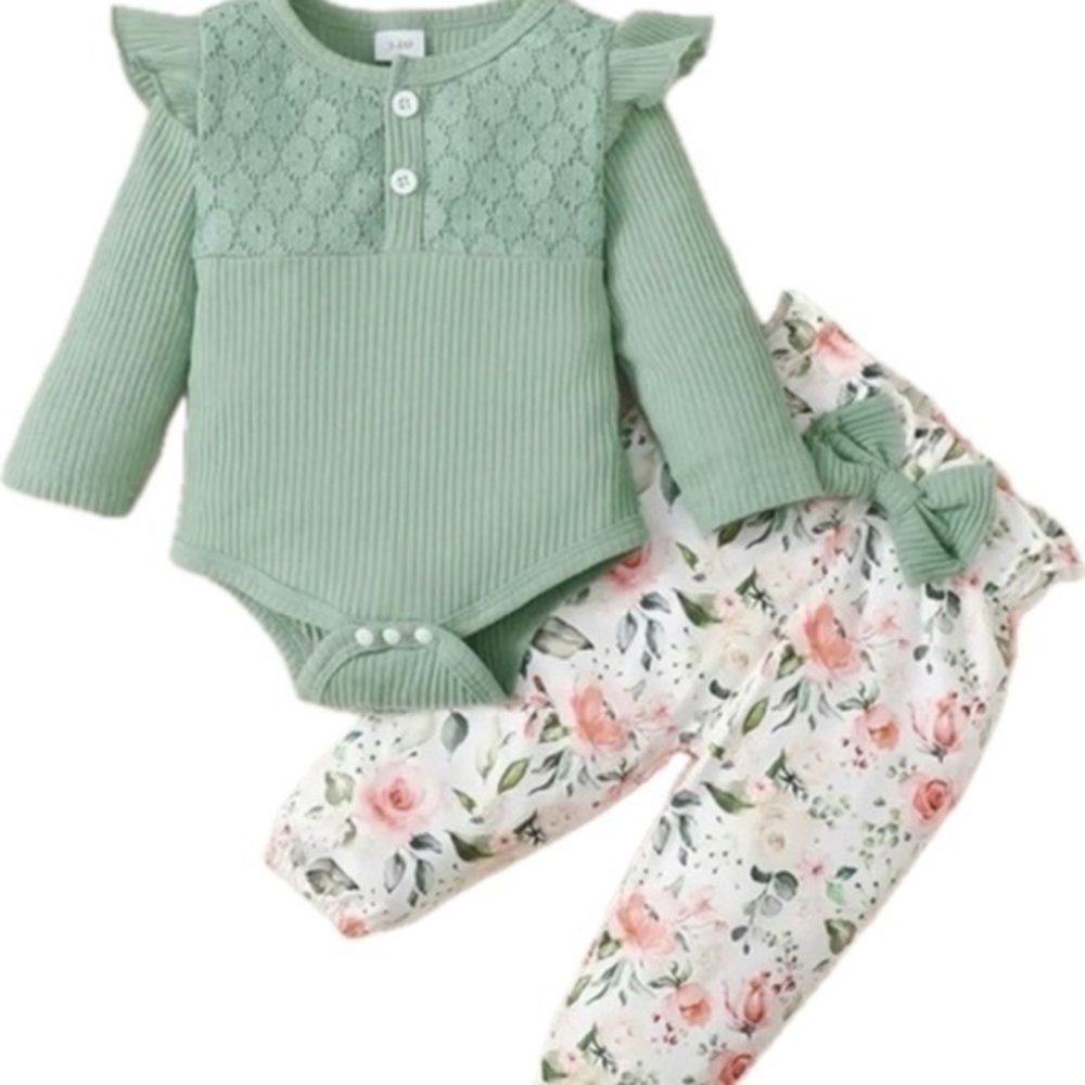 New baby girl 3 piece outfit 3 months